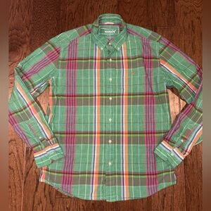 AMERICAN EAGLE OUTFITTERS Men's Madras Plaid Vintage Fit Button Down Shirt Large